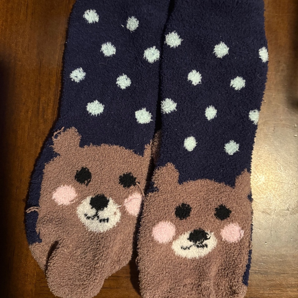 Cute fuzzy bear socks